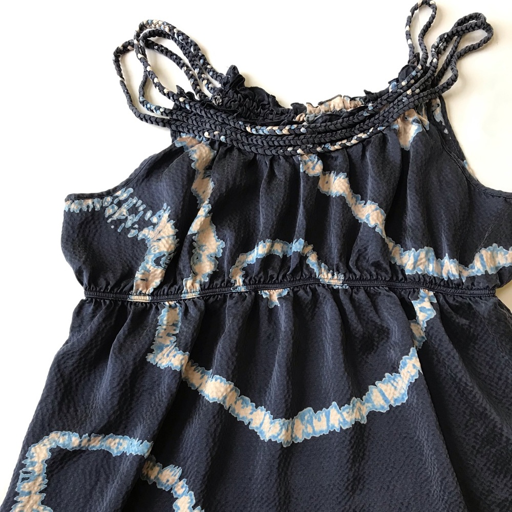 Real Silk Empire Waist Blouse with Braided Straps for Cruise or Beach Wear